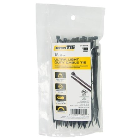 GARDNER BENDER Gardner Bender 221004 4 in. Light Duty Cable Tie; Black 221004